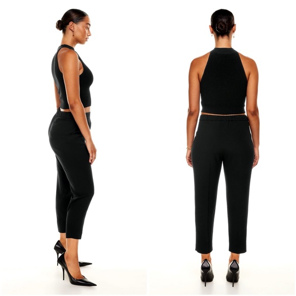 Aritzia Babaton Conan Cropped Pant Black Crepe Trousers Mid Rise Slim Fit 16 NWT - Picture 4 of 15
